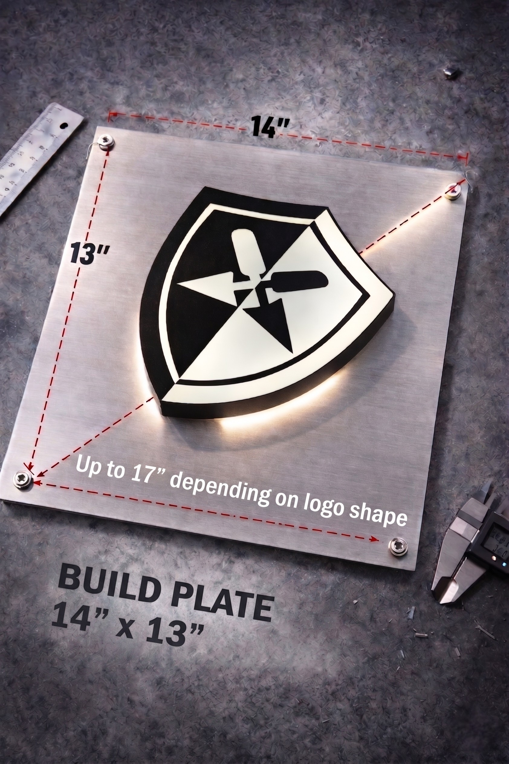 Custom 3D-printed backlit logo sign — made in Québec by TOJ Designs
