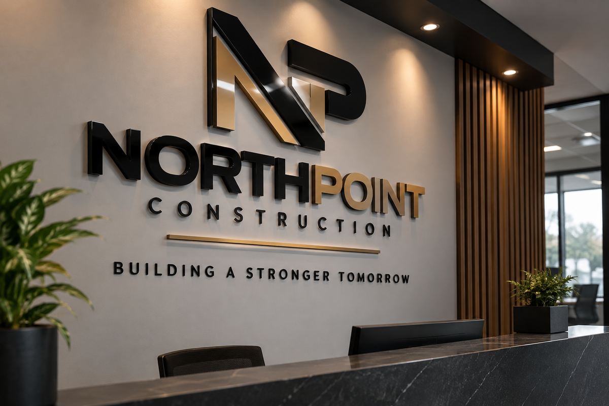 Layered acrylic corporate sign with floating dimensional letters