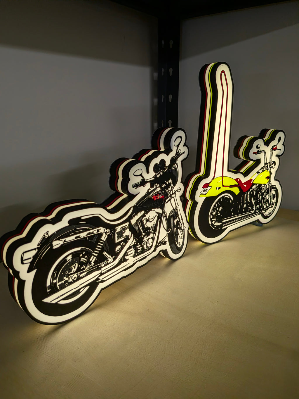 Custom 3D light-up vehicle sign shown to scale on wall — free shipping Canada TOJ Designs
