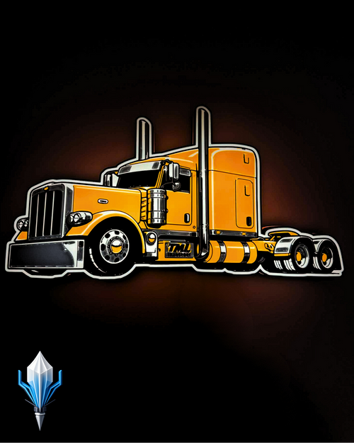 Custom 3D light-up vehicle sign glowing on dark wall — made in Canada by TOJ Designs